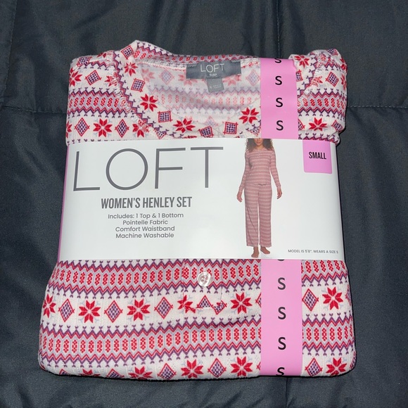 LOFT Women’s 2-Piece Henley Pointelle Pajama Set Small (4–6) NWT - Picture 5 of 13